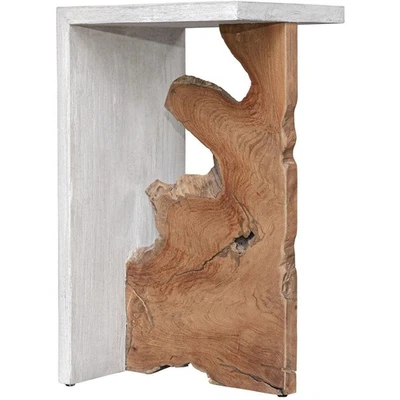 Mesa auxiliar o final intersectada Uttermost 24006 tono madera natural y blanco envejecido Foto 1 de 4