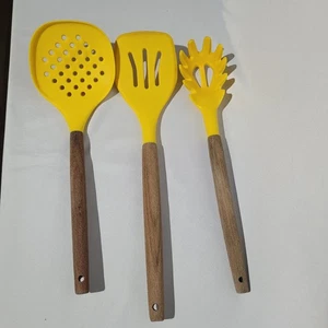 Juego de utensilios de cocina 3 piezas de mango de madera NUEVO para cocinar hornear - Imagen 1 de 3