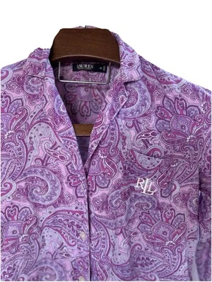 Lauren Ralph Lauren Black Label  XS Sleep Shirt Gown Paisley Button Down Robe - Image 1 of 4