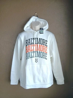 NWT Under Armour Men's Baltimore Print Fleece Hoodie White Size L - Image 1 of 4