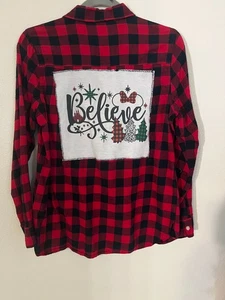 Believe Navidad Franela Camisa Reciclado Personalizado Parche Trasero Mujer Mediano - Imagen 1 de 3