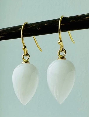 White genuine Moonstone Gold filled acorn drop Earrings - Image 1 of 4