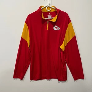 Fanatics Kansas City Chiefs Red Gold 1/4 Zip Pullover Long Sleeve Shirt Mens 2XL - Picture 1 of 7