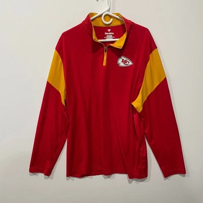 Fanatics Kansas City Chiefs Red Gold 1/4 Zip Pullover Long Sleeve Shirt Mens 2XL - Image 1 of 4