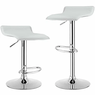 Set of 2 PU Leather Swivel Bar Stool Adjustable Kitchen Counter Bar Chairs White - Image 1 of 4