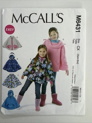 McCall's Easy Childrens Poncho Sewing Pattern M6431 Girls Size Xsm-Sml - Image 1 of 3