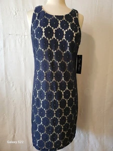 Maggy Boutique Kleid Blumen Spitze gefüttert kleines blau Größe 6 - Bild 1 von 18