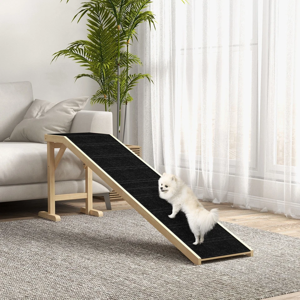 PawHut Dog Ramp Pet Ramp for Bed Non-Slip Carpet Top Platform 74" " "