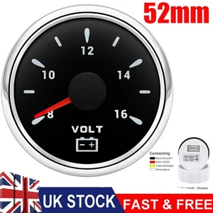 52mm Voltmeter Volt Meter 8-16V Voltage 7 Colors LED 12V/24V For Car Boat Truck - Picture 1 of 17