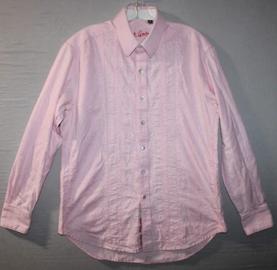 Robert Graham Medium Pink Paisley Embroidered Print Shirt Long Sleeve Textured - Image 1 of 4