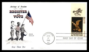 Mayfairstamps US FDC 1968 Register and Vote Kids Flag First Day Cover aat_92267 - Picture 1 of 2