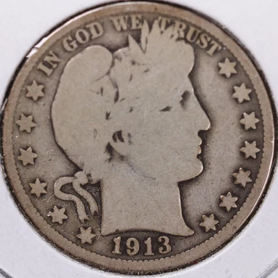 1913 Barber Half Dollar, Good+ Circulated Coin, Store #H913.10 - Image 1 of 2