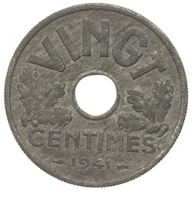 France - 20 Centimes 1941 - Image 1 of 2