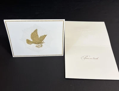 Vintage Caspari Peace On Earth Dove Olive Branch Christmas Cards 10 Card Env - Image 1 of 4