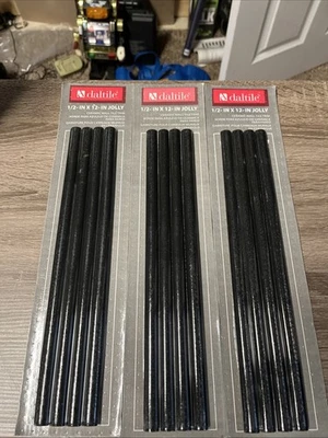 3 Packs Daltile Black Glossy 1/2" x 12" Glazed Ceramic Jolly Trim Tile Liner - Image 1 of 4