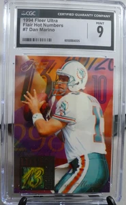 1994 Fleer Flair Hot Numbers Football Dan Marino #07 CGC 9.0 Mint - Picture 1 of 2