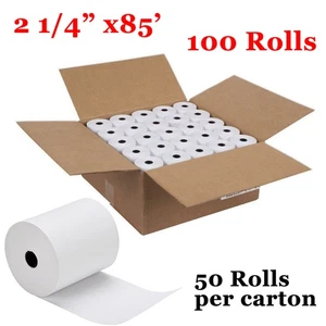100 rollos de papel térmico de 2 1/4"x85' para caja registradora recibo POS rollo de papel de recibo - Imagen 1 de 9