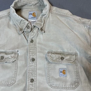 Carhartt FR Shirt FRS003 Men 2XL Flame Resistant Lightweight Twill Beige - Picture 1 of 12