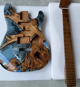 mahogany electric guitar body Unfinished SSH Resin surface Gloss + guitar neck - Picture 1 of 8