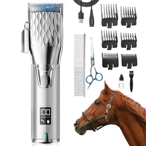 Rechargeable Horses Clippers, Cordless Pet Hair Trimmer Shaver with 6 Guide G... - Picture 1 of 7