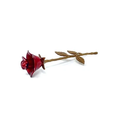 Stem red rose brass keepsake urn for cremation ashes. - Image 1 of 4