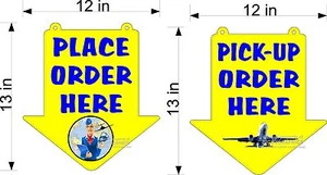 ONE EACH PLACE AND PICK UP ORDERS HERE SIGN AVIATION AIRPLANE THEME NEW ARROW - Picture 1 of 1