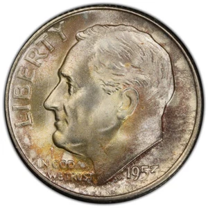1953 S Toner Roosevelt Dime MS67 PCGS Gorgeous Pastel Toning - Picture 1 of 2