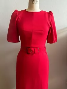 Ted Baker London Red Designer Dress Women's Size 0 EUC Stretch - Picture 1 of 7