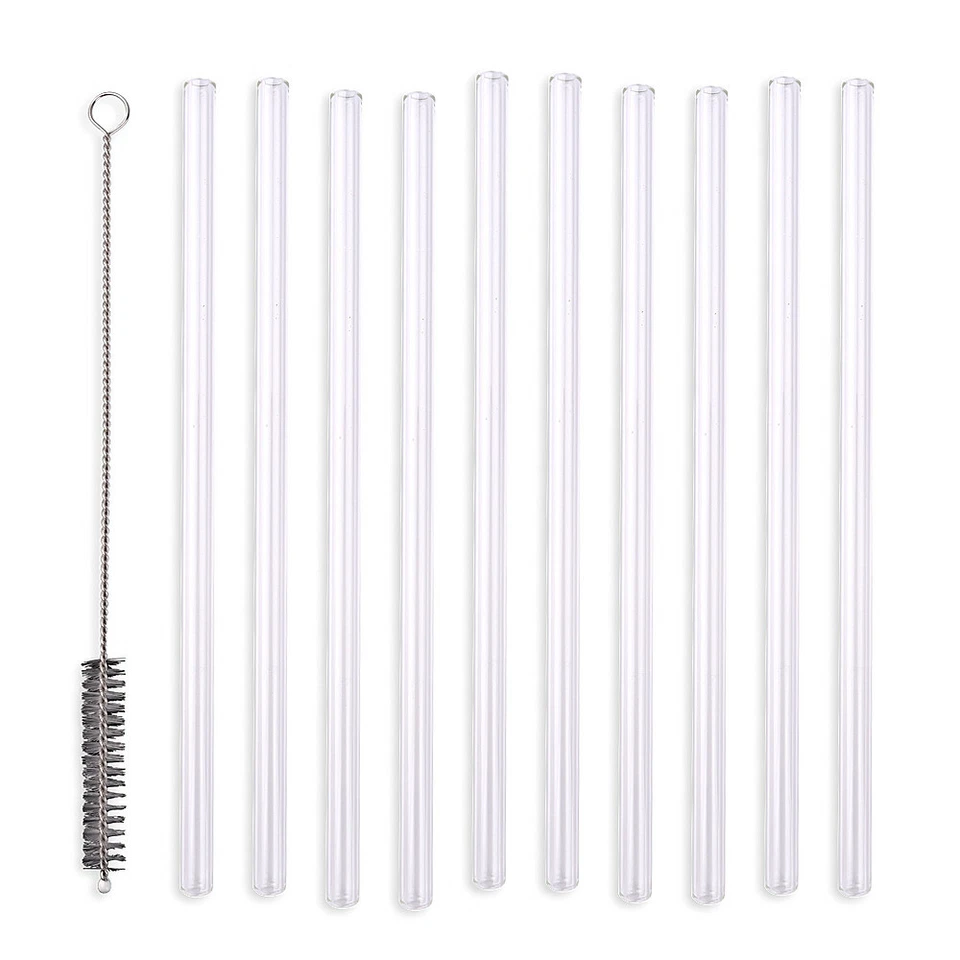 Schramm® 10 Stück Glas Strohhalme gerade wiederverwendbare Trinkhalm transparent - Bild 1 von 3