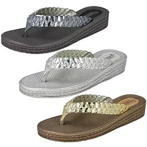 Donna Argento/Peltro/Oro Savannah Collezione Punta Post Slip On Sabot :F0R0015 - Foto 1 di 12