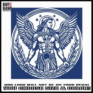 St. Michael Arch Angel Vinyl Decal Sticker Car Window Christian Soldier Jesus - Picture 1 of 4