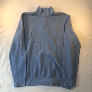 Polo Ralph Lauren Sweater Men's XL Blue 1/4 Zip Pullover Sweatshirt Chest Logo - Picture 1 of 10