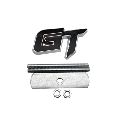 Metal Front Mount Grille Silver & Black GT Auto Badge Grill Sport Car Emblem - Imagem 1 de 4