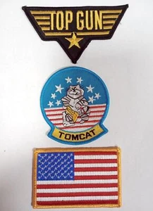 TOP GUN Wing PETE MITCHELL Maverick EE. UU. AZUL MARINO Tomcat EE. UU. Bandera PARCHE Set 3 piezas Nuevo - Imagen 1 de 1