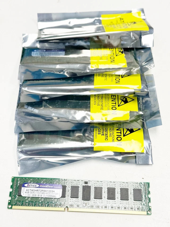 6X InnoDisk ACTICA 4GB DDR3-1333 Reg ECC Memory ACT4GHR72P8H1333H Server Memory - Image 1 of 3
