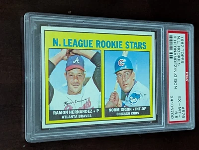 1967 Topps Baseball 576 NL estrellas novatas Hernández/Gigon PSA 6,5 EX-MT+ centrado Foto 1 de 2