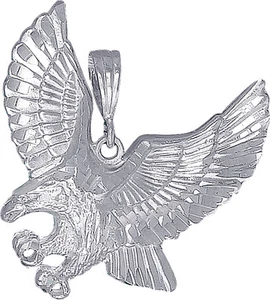 Sterling Silver Eagle Pendant Necklace Charm Diamond Cut Finish with Chain - Picture 1 of 5