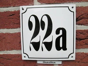 Número de casa mega grande esmalte nº 22a número negro fondo blanco 20cmx20cm  - Imagen 1 de 12