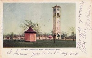 Government Tower, San Antonio, Texas Vintage PC Posted 1907 Undivided Back  - Picture 1 of 2