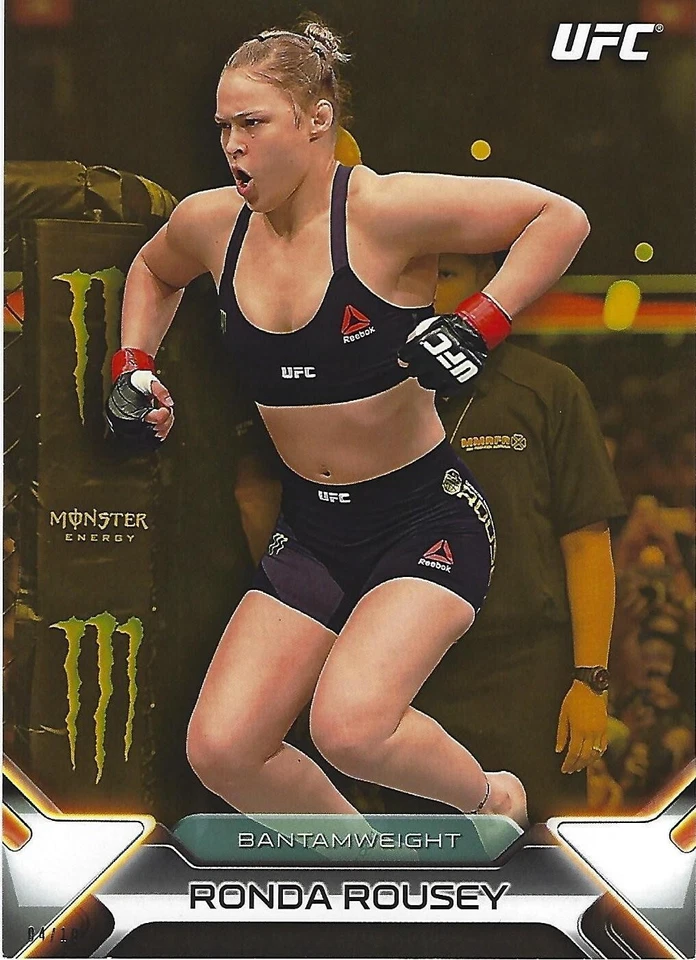 Tarjeta dorada Ronda Rousey 2016 Topps UFC Knockout 5x7 #92 #/d 4/10 WWE StrikeForce Foto 1 de 4