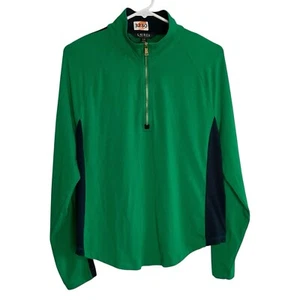 L-RL Ralph Lauren Active 1/4 Zip Pullover Women's L Green Black Athletic Shirt - Picture 1 of 12