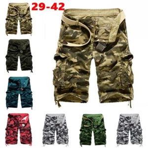 Mens Boys Cargo Shorts Combat Twill Work Camo Army Military Knee Length Pants UK - Picture 1 of 9