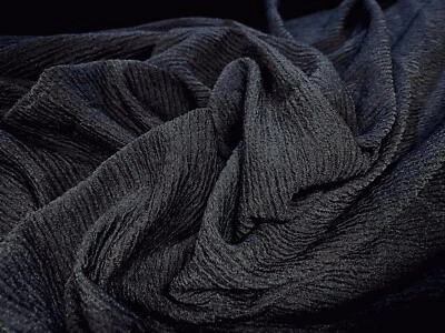Ripple Blister Textured Double Jersey Stretch Dress Fabric, Per Metre - Black - Image 1 of 3