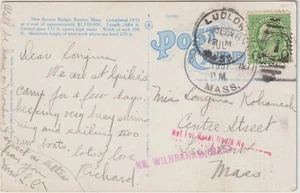 1937 New Bridge over Cape Cod River Postcard So Carven Mass to Ludlow Ma (h277) - Picture 1 of 2
