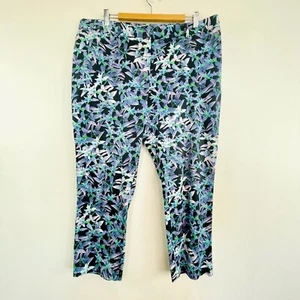 Sportscraft Signature Size 18 Blue Floral Capri Pants Australian Designer - Foto 1 di 12