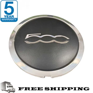 For Fiat 500 Alloy Wheel Centre Cap Black And Chrome Silver 51884863 - Picture 1 of 7
