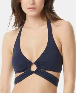 Carmen Marc Valvo Womens Strappy Halter Deep Ocean Bikini Top Size Small - NEW - Picture 1 of 4