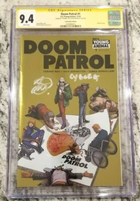 JOIVAN WADE CYBORG SIGNED DOOM PATROL #1 CGC 9.4 GOLD CONVENTION EDITION COVER - Image 1 of 4