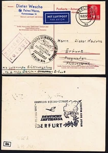 Deutsche Lufthansa Ost 1957 "Berlin - Erfurt" Inland-Linien-Flugverkehr !! - Bild 1 von 3
