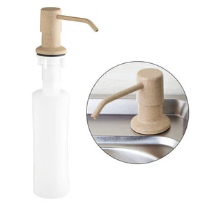 Dispenser sapone liquido in plastica in plastica vernice beige lavello da cucina montato sul ponte - Foto 1 di 8